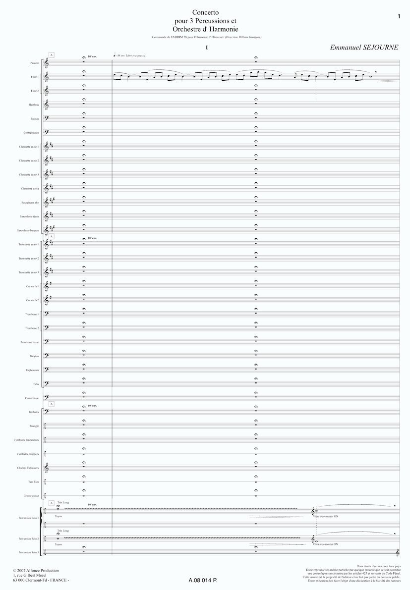 Concerto pour 3 percussions et orchestre d harmonie