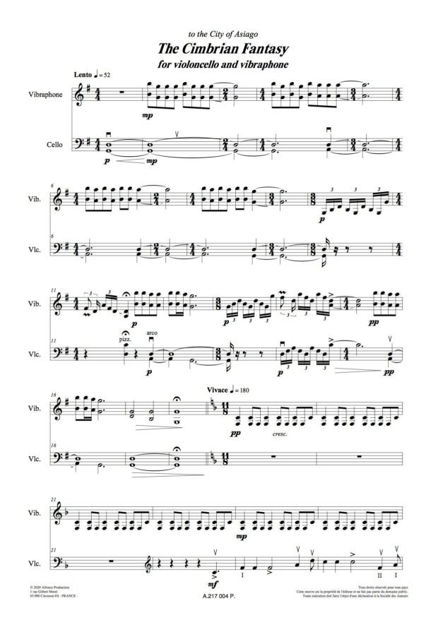 Two pieces for vibraphone and violoncello